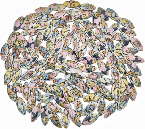 500g/1.1lb Ceramic Mosaic Tiles for Crafts,Assorted Colors Ceramics Mosaic Pieces,Willow Leaf Shape Mosaic Tiles for Home Decoration or DIY Crafts,Mosaic Making Supplies. (Willow Leaf 01) in Saudi Arabia