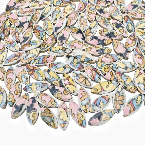 500g/1.1lb Ceramic Mosaic Tiles for Crafts,Assorted Colors Ceramics Mosaic Pieces,Willow Leaf Shape Mosaic Tiles for Home Decoration or DIY Crafts,Mosaic Making Supplies. (Willow Leaf 01) in Saudi Arabia