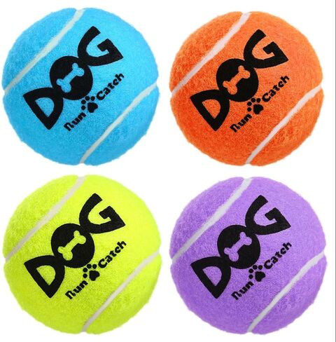 insum Squeaky Tennis Balls for Dogs Colorful Easy Catching Pet Dog Balls 4 Pack (Squeak-2.5inch-Blue) in Kuwait