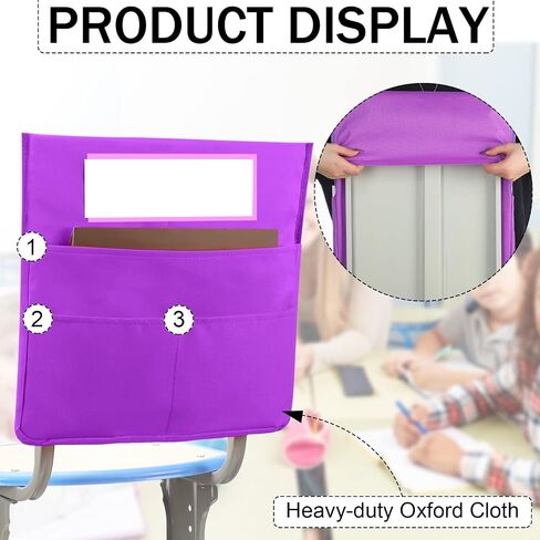 Chairback Pockets Chart, 6 Bright Color Seat Storage Organizer for Kids School Supplies with 2 Large Pockets Keeps Students Organized and Classrooms Neat, 16.3 x 14.9 Inch (12 Pieces) in Saudi Arabia