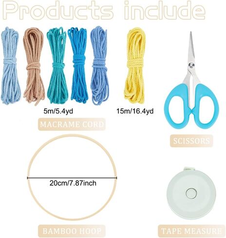 FREEBLOSS DIY Sun Beach Wall hanging Macrame Wall hanging Boho Macrame Kit Macrame المنسوجة نسيج عدة غروب الشمس Macrame الزخارف المنسوجة مع تعليمات Macrame Starter Kit لديكور الغرفة in Saudi Arabia