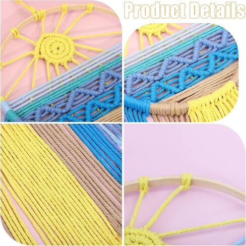 FREEBLOSS DIY Sun Beach Wall hanging Macrame Wall hanging Boho Macrame Kit Macrame المنسوجة نسيج عدة غروب الشمس Macrame الزخارف المنسوجة مع تعليمات Macrame Starter Kit لديكور الغرفة in Saudi Arabia