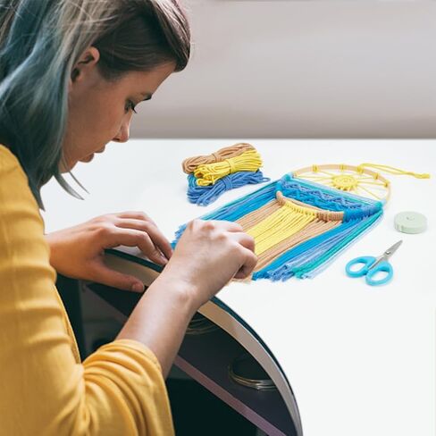FREEBLOSS DIY Sun Beach Wall hanging Macrame Wall hanging Boho Macrame Kit Macrame المنسوجة نسيج عدة غروب الشمس Macrame الزخارف المنسوجة مع تعليمات Macrame Starter Kit لديكور الغرفة in Saudi Arabia