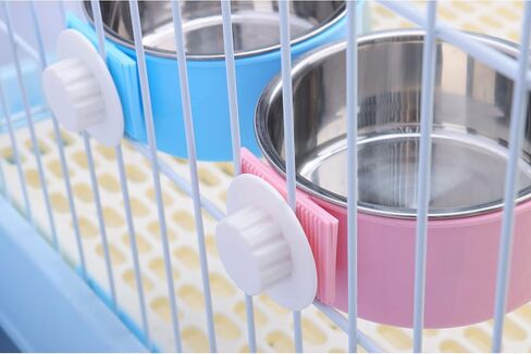RUBYHOME Dog Bowl Feeder Pet Puppy Food Water Bowl, 2-in-1 Plastic Bowl & Stainless Steel Bowl, Removable Hanging Cat Rabbit Bird Food Basin Dish Perfect for Crates & Cages, Blue in Saudi Arabia