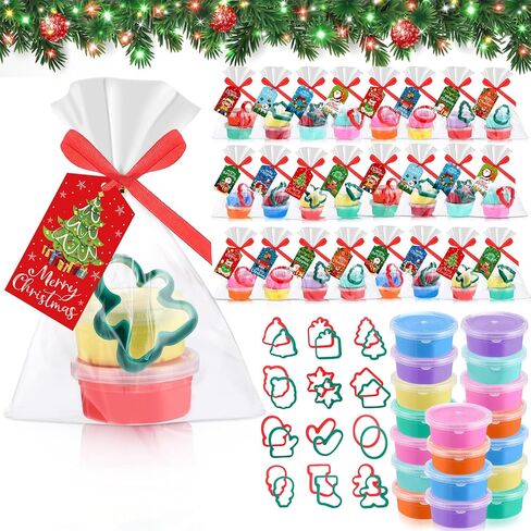 Blosssound Christmas Play Dough Sets 48 Pcs Christmas Playdoughs Party Favors with 24 Pcs Xmas Clay Molds DIY Holiday Clay Craft Kit for Classroom Gifts Christmas Treat Bags Stuffers Supplies in Saudi Arabia