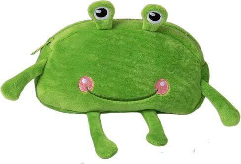 HSYHERE Cute Novelty Funny Big Eyes Big Mouth Happy Smiling Green Frog Soft Stuffed Surface Fluffy Clothes Zipper Pencil Box Pencil Case Pencil Storage Holder Pouch Pen Bag -Smilling in Kuwait
