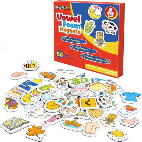 CVC Word Games,50 Magnetic Foam Objects,Fridge Magnets for Kids,Speech Therapy Toys for Toddler,Learn to Read Spelling Reading Learning Phonics for Preschool Kindergarten Classroom Supplies in Kuwait