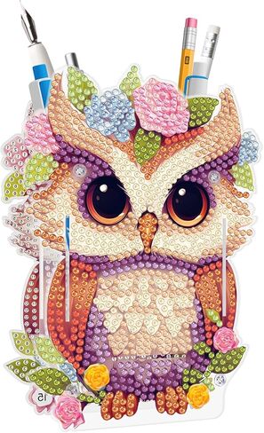 Ylkgogo Diamond Painting Pencil Holder Diamond Art Kits for Kids Aldults Cute Animal Pen Holder Desktop Ornaments Organizer (Cat) in Saudi Arabia