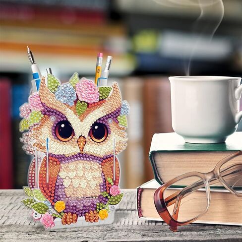 Ylkgogo Diamond Painting Pencil Holder Diamond Art Kits for Kids Aldults Cute Animal Pen Holder Desktop Ornaments Organizer (Cat) in Saudi Arabia