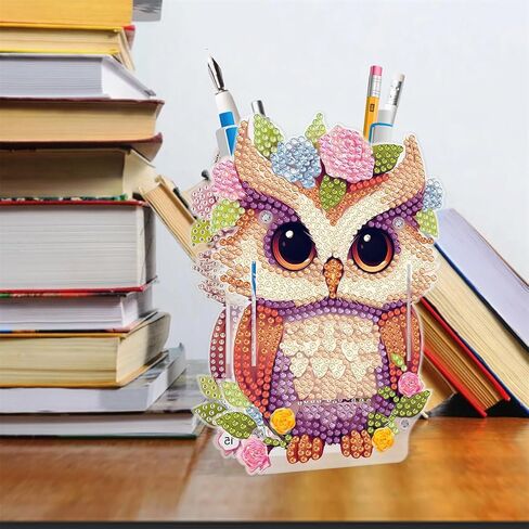 Ylkgogo Diamond Painting Pencil Holder Diamond Art Kits for Kids Aldults Cute Animal Pen Holder Desktop Ornaments Organizer (Cat) in Saudi Arabia