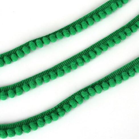 Yalulu 10 Yards Mini Pom Pom Trim Ball Fringe Ribbon Tassel DIY Craft Sewing Accessory for Home Curtain Clothes Pillow Decoration (Dark Green) in Saudi Arabia