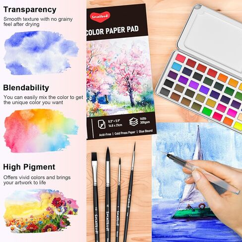 Watercolor Paint Set 168 Colors Including Metallic, Watercolor Kit with Case, Watercolor Paper, Paint Brushes, Palette and Accessories, Water Color Art Supplies Gift for Adults Kids Artists in Kuwait