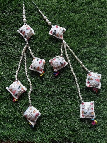 Women Lehenga Latkan with Handmade Ethnic Decorative Hanging Tassel (White_Multi) in Saudi Arabia