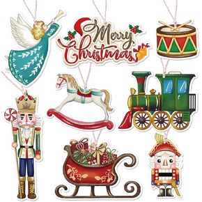 Whaline 80Pcs Merry Christmas Paper Gift Tags Nutcracker Hanging Labels with Cotton Rope for Xmas Party Decoration DIY Crafts Supplies, 8 Designs