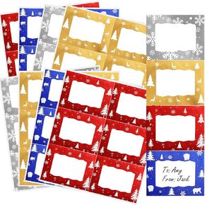 240 Pcs Christmas Gift Name Tags 3 x 2.5 Inch Self Adhesive Sticker Christmas Presents Label Sticker Gold for School Office Birthday Holiday Decor