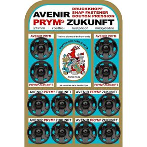 Prym 21mm Sew, 12 Sets, Black Snap Fasteners, Count