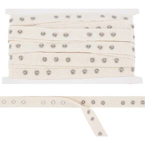 MAYJOYDIY 5 Yard Beige Snap Button Tape Cotton Snap Button Tape 0.78inch Wide Stainless Snap Ribbon Trim Fasten Sewing Clothes Snap Tape for DIY Clothing Sewing Accessories Crafting Crafts