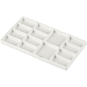 Ceramic Paint Palette - 14 Wells Artist Paint Tray - 8 Inch Porcelain Mixing Palette for Watercolors and Acrylics（19 * 10.5 * 1.5cm）