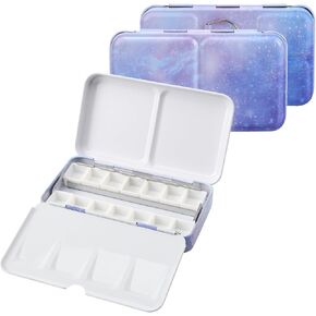 Empty Watercolor Palette with Paint Tray and 14PCS Empty Watercolor Half Pans - Sturdy Empty Watercolor Palette Tin - Watercolor Travel Palette Empty in Kuwait