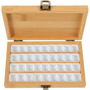 Watercolor Paint Palette 36 Empty Half Pans 4x6 Inch Wooden Travel Box Case for Acrylic Gouache Painting Amateur Hobbyists Painting Artists Lovers Back to School Supplies