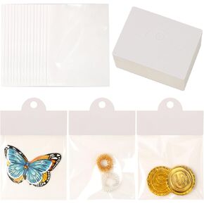 100Pcs Jewelry Display Packaging Card Head with with 100 Pcs Clear Bags for Small Business for Jewelry Bracelets Key Chains Earring Holder Display for Selling Jewelry Packaging Supplies(white)