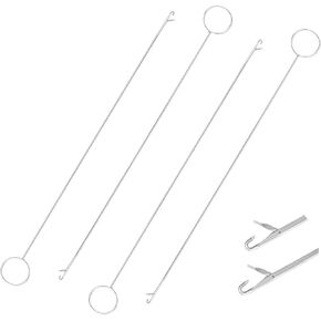 4PCS Loop-Turner Tool for Silicone Beads Sewing Tool, Knot Grippers Tool for Silicone Beads Needle-Hook, Crochet Sewing Concepts with Latch for Fabric Belts Strips, 26.5 cm/ 10.4 Inch