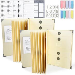 party greeting 2Pcs Accordion File Organizer Folio Expanding File Folder In Case I Die Document Binder with Label Important Life Binder for Birth Certificate Estate Office Home College School Supplies