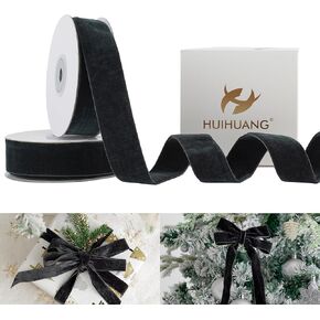 HUIHUANG Red Velvet Ribbon 1 inch Double Face Thick Velvet Ribbon Red Ribbon for Gift Wrapping, Christmas Tree Ornaments, Wreath Decor, Bows, Hairs, Wedding Bridal Shower Decor- 10 Yards