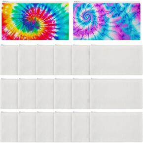 Sanwuta 20 Pcs Cotton Makeup Bags for Tie Dying Items Things to Tie Dye Blank Pure Cotton Pencil Case Cosmetic Bags for Large Groups Dye Party Project(12.5X 7'')