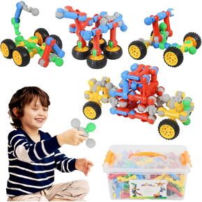 ZOZOPLAY 160 Pcs Building Blocks Set, Stem Toys for Kids 3+, Educational Building Toys, Colorful Plastic Connectors Toys, Engineering Creative Game, Best Preschool Learning Toys Gift for Boys & Girls