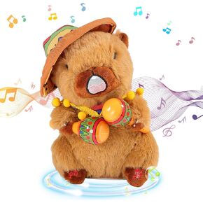 Capibara Stuffed Animal, Singing Capibara Plush Toy for Toddler 1-3, Talking Animals Toys Repeats Your You Say with Maracas for 6-12 Months Boys Girls