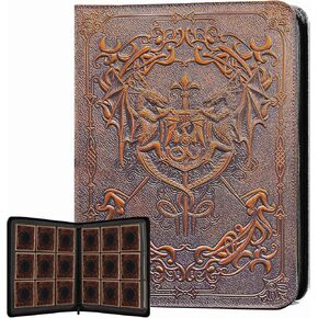 3D Card Binder for Pokemon,9 Pocket Trading Card Binder witn Dragon Pattern,PU Leather Album with Zipper,360 Side Loading Folder for TCG MTG,Lorcana,Magic The Gathering,Great Gift for Christmas