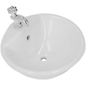 Dollhouse Bathroom Sink, Ceramics 1:12 Miniature Wash Basin White Dollhouse Bathroom Sink for Dollhouse Accessories(Quadrate)