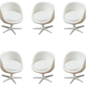 6Pcs 1:25 Scale Miniature Chair, Miniature Office Chair, Mini Plastic Chairs, Miniature Stool, Miniature Armchair Backrest Swivel Egg Chair for Mini House Accessories Gardening Scene Ornaments