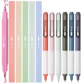 Mr. Pen- Dual Tip Aesthetic Highlighters and Gel Pens, 12 Pack, Assorted Colors Bible Highlighters No Bleed, Black Ink Aesthetic Gel Pens, Cute Highlighter Pens, No Bleed Highlighters for Bibles