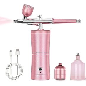 Airbrush Kit with Compressor - 48PSI Rechargeable Cordless Non-Clogging High-Pressure Air Brush Set Nail Machine, Airbrush Gun Set for Nail Art, Cake Decor, Makeup, Barber, Model Painting (BLACK)