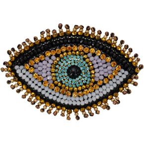 Eye Beaded Patches for Clothes, Gold Evil Eye Patch Sew on Beaded Applique for Clothes Jackets Jeans Bags