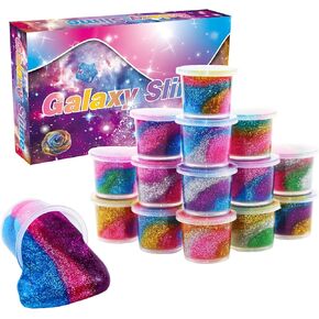 15 Pack Colorful Galaxy Slime Kit,Party Favors Stretchy and Non-Sticky, Stress Relief Toy for Boys,Soft DIY Slime for Girls