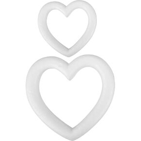 POPETPOP Heart Wreath Forms- 2pcs Heart Shaped Foam Wreath Craft Foam Heart DIY Heart Wreath Kit for Wedding Decorations Valentines Day Accessories