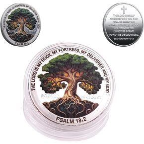 Rooted in Christ The Lord is My Rock, My Fortress, My Savior Faith-Based Christian Challenge Coin ，Bible Verses Gift Collectible Coins