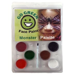 Go Green Face Paint - 6 Washable - Non Toxic Water Based Painting Kit for Kids with The Highest Safety Rating - Works Well with Brushes and Stencils on Many Faces Great for Halloween