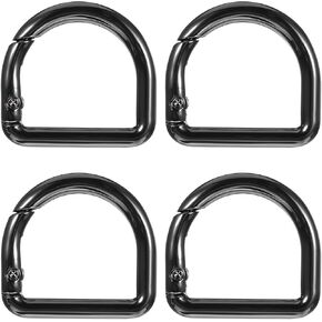 4PCS D Ring 1" Small Carabiner Clips Metal Tiny Keychain Spring Key Hooks Keyring Clip Buckles Clasp Clamps Hardware for Belt Backpacks Handbag Purse Strap(Black)