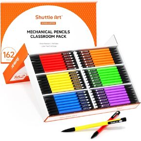 Shuttle Art Mechanical Pencils, 162 Pack Bulk Mechanical Pencils 0.7mm Medium Point, HB #2 Lead Pencils, Assorted Barrels, Office School Supplies