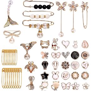 Charms for Socks Safety Pin Brooch Sock Charms Pins Jewelry Gold Bling Pin Charm Socks Pearl Brooch Sweater Shawl Hat Safety Pin Waist Decoration for Women 80pcs