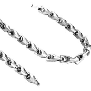 URBAN JEWELRY قلادة من التنجستن للرجال مقاس 22 بوصة باللون الأسود بسلسلة ربط in Kuwait
