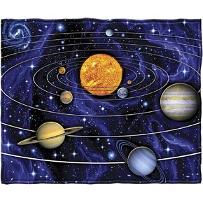 Dawhud Direct Solar System Blanket - 50x60-Inch Space-Themed Plush Fleece Throw Blanket for Kids, Boys, and Adults - Soft Outer Space Blanket with Planetary Design for Space Lovers and Bedroom Decor