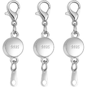 925 Silver Magnetic Jewelry Clasp, Round Magnetic Necklace Clasps and Closures,Magnetic Clasp Converter for Jewelry Making Supplies (6pcs | Gold Silver)