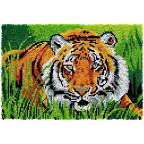 clubevy Latch Hook Rug Kits for Adults Tiger Kits Rug Making Kits Embroidery Kits DIY Crochet Yarn Kits for Beginners Adults Kids Craft Kit Creative Gift in Saudi Arabia