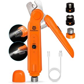 مقصات ومطحنة أظافر الكلاب 2 في 1، 2 مصباح LED وأداة حماية للأمان، أداة تشذيب أظافر الكلاب المتقدمة والهادئة للكلاب والقطط والحيوانات الأليفة ذات الحجم الكبير والمتوسط ​​والصغير مع أظافر سميكة