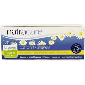 Natracare Non-Applicator 100% Organic Cotton Tampons, Regular, Totally Chlorine Free, Biodegradable and Compostable (12 Pack, 240 Tampons Total)